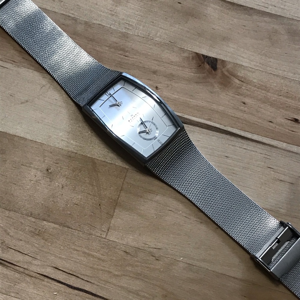 Skagen Dual-Time Silver Mesh Watch